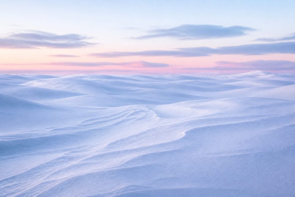 Unberührte Schneelandschaft bei Morgendämmerung