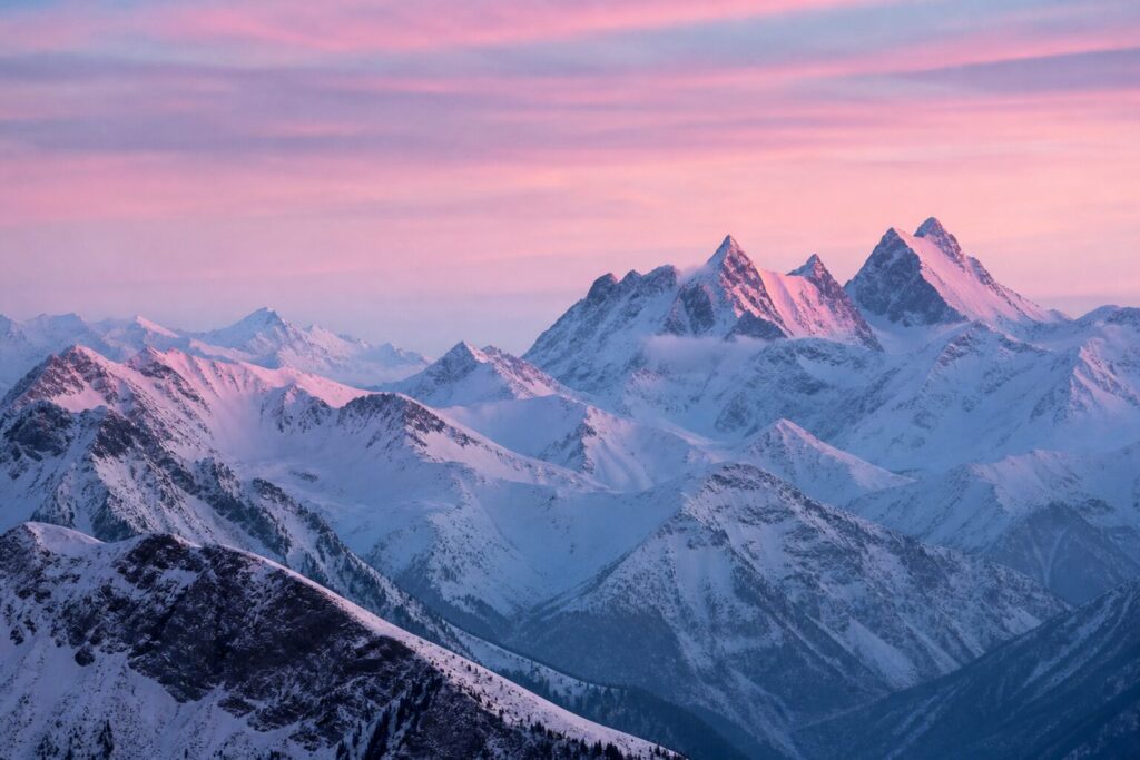 Schweizer Alpenkette bei Sonnenaufgang